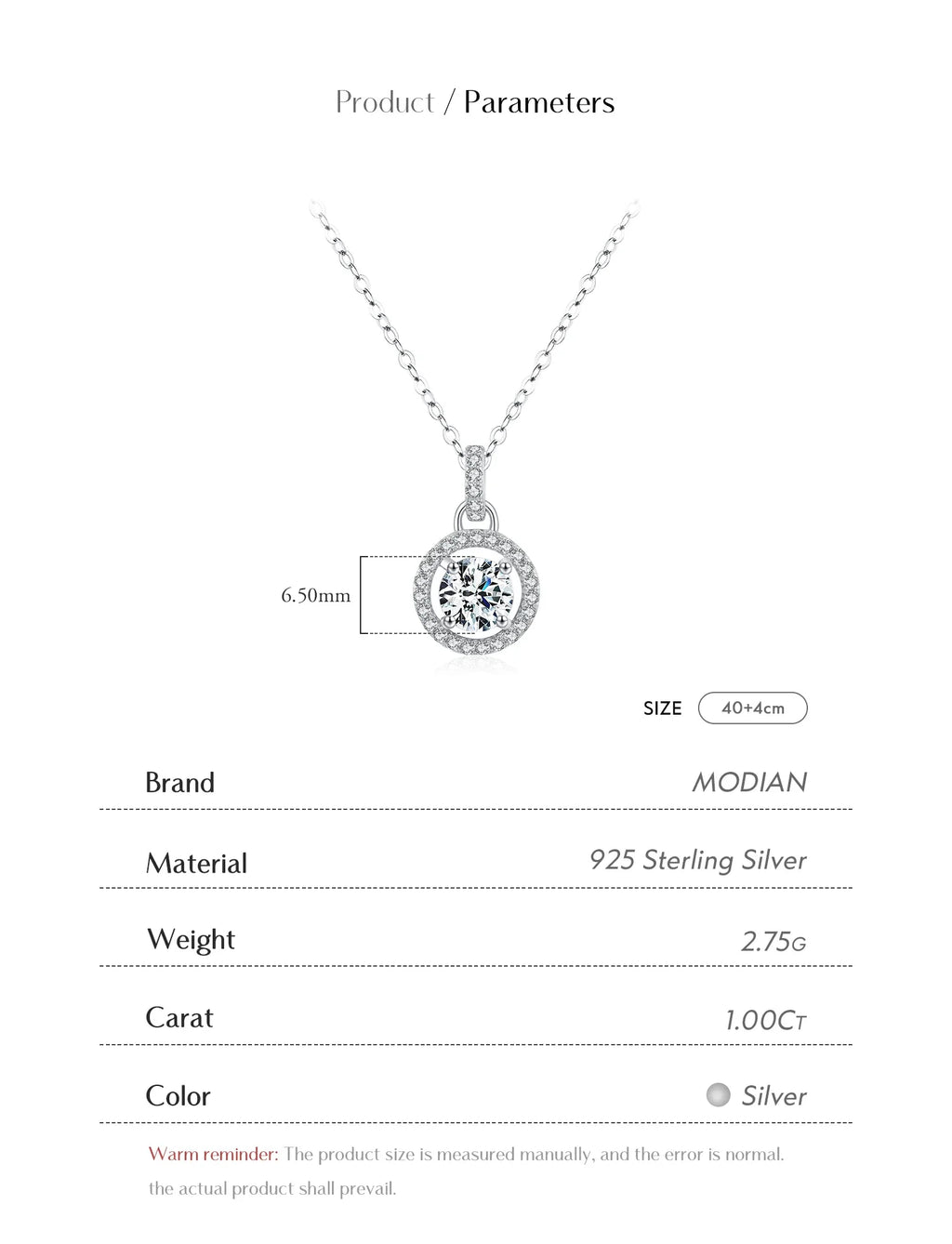 1 Carat D color Moissanite Pendant Necklace For Women 925 Sterling Silver Wedding Bridal Fine Jewelry With Certificate