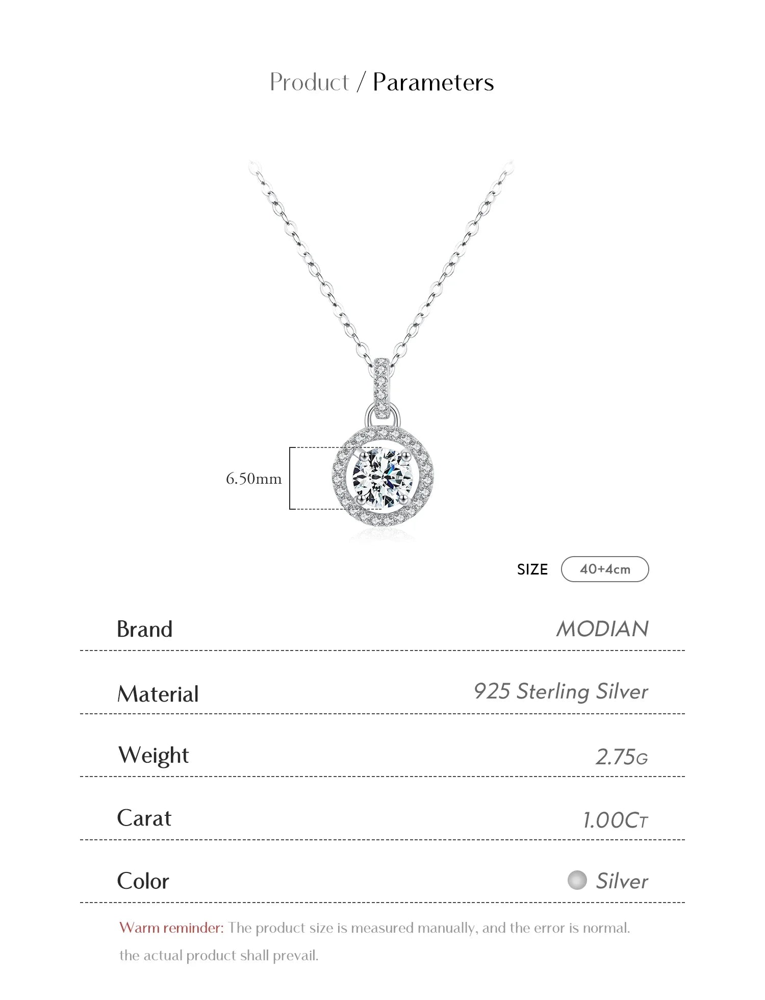 1 Carat D color Moissanite Pendant Necklace For Women 925 Sterling Silver Wedding Bridal Fine Jewelry With Certificate