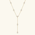 3mm Round Bubble Bezel Set Moissanite Diamond Necklace 925 Sterling Silver Plated 18k Gold Long Tassel Neckchain for Women