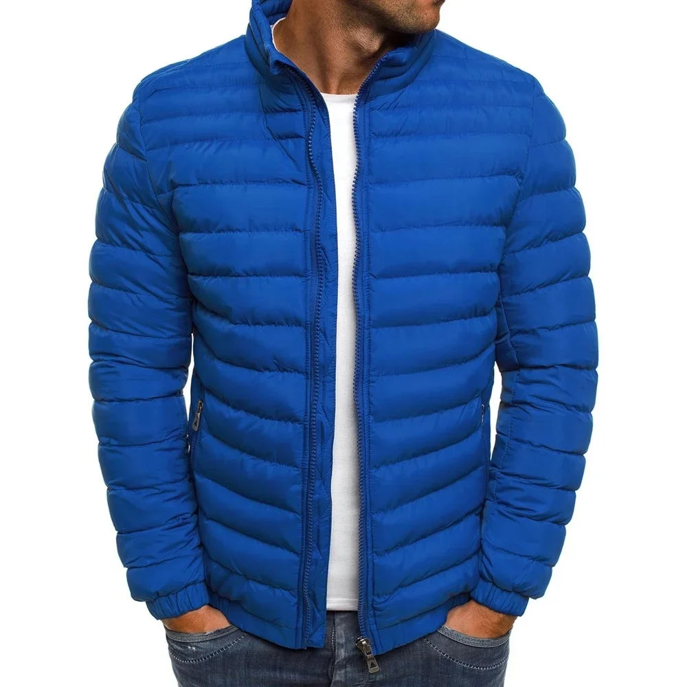 2025 Winter New Thick Men Warm Casual Men's Outwear Coats Solid Stand Collar Male Windbreak Cotton Padded Down Jacket