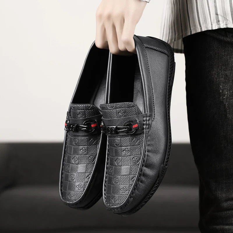 Men leather slip-on casual loafers formal moccasins soft Italian driving shoes