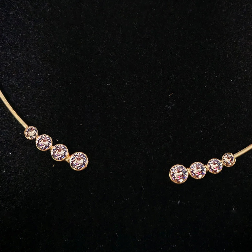 4-Stone Round Bubble Moissanite Diamond Open Choker Necklace S925 Sterling Silver Lab Diamond Cuff Collar Necklace for Women