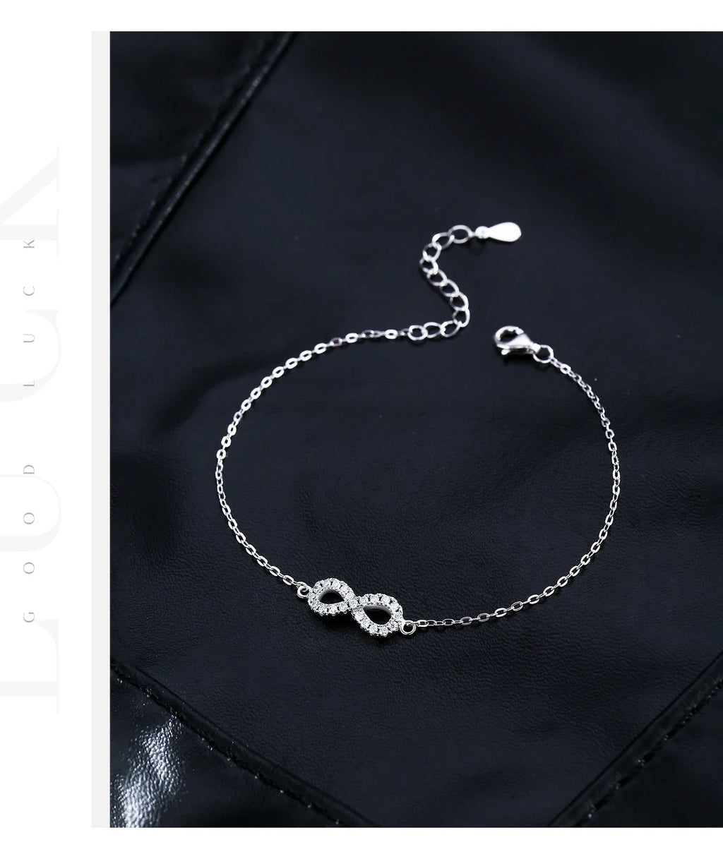 D Color Moissanite Lab Created Diamond Bracelet 925 Sterling Silver Romantic Exquisite Infinity Love For Women Jewelry