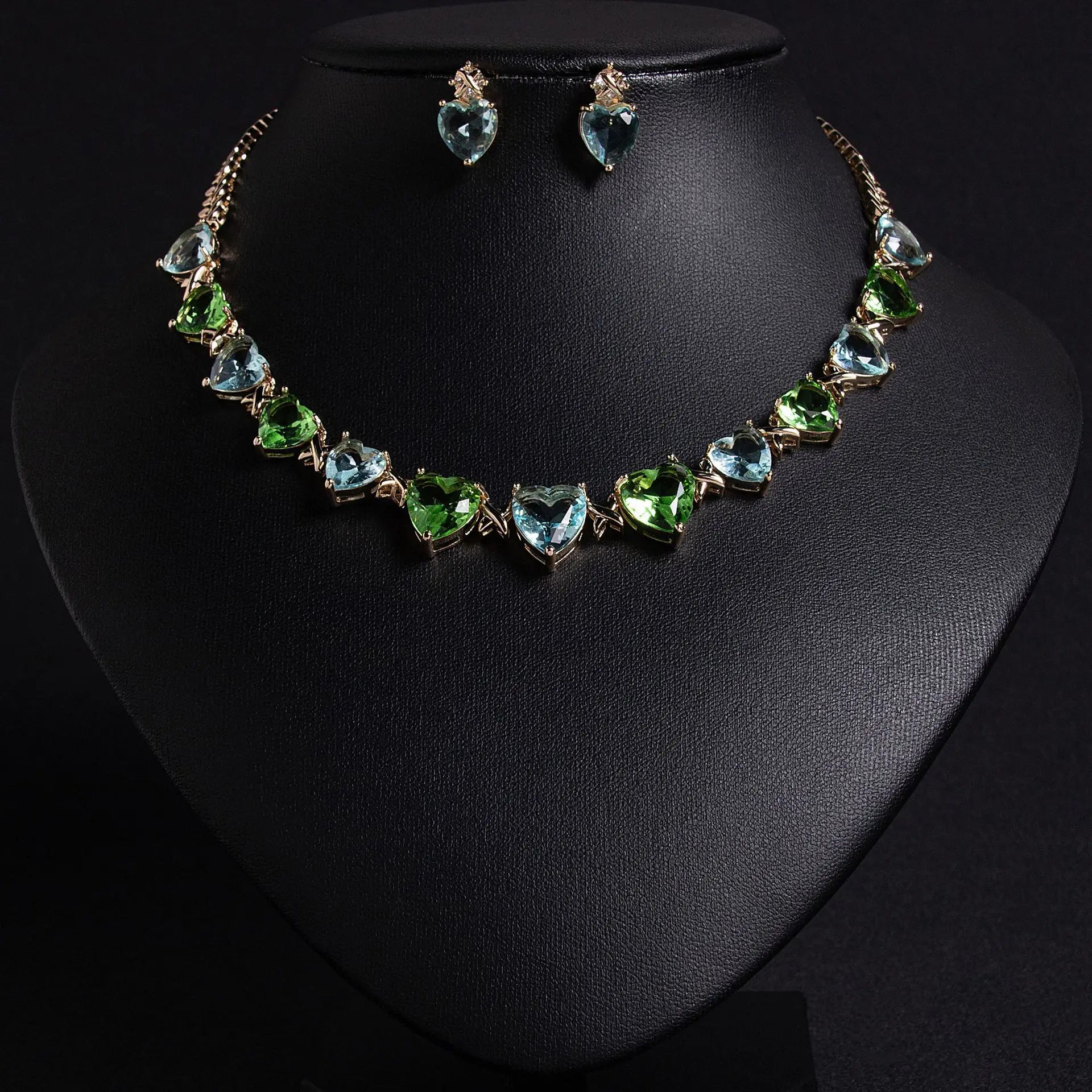 Niche New Style Pink Love Gemstone Pendant Earrings and Necklace for Women, High-End Designed Jewelry