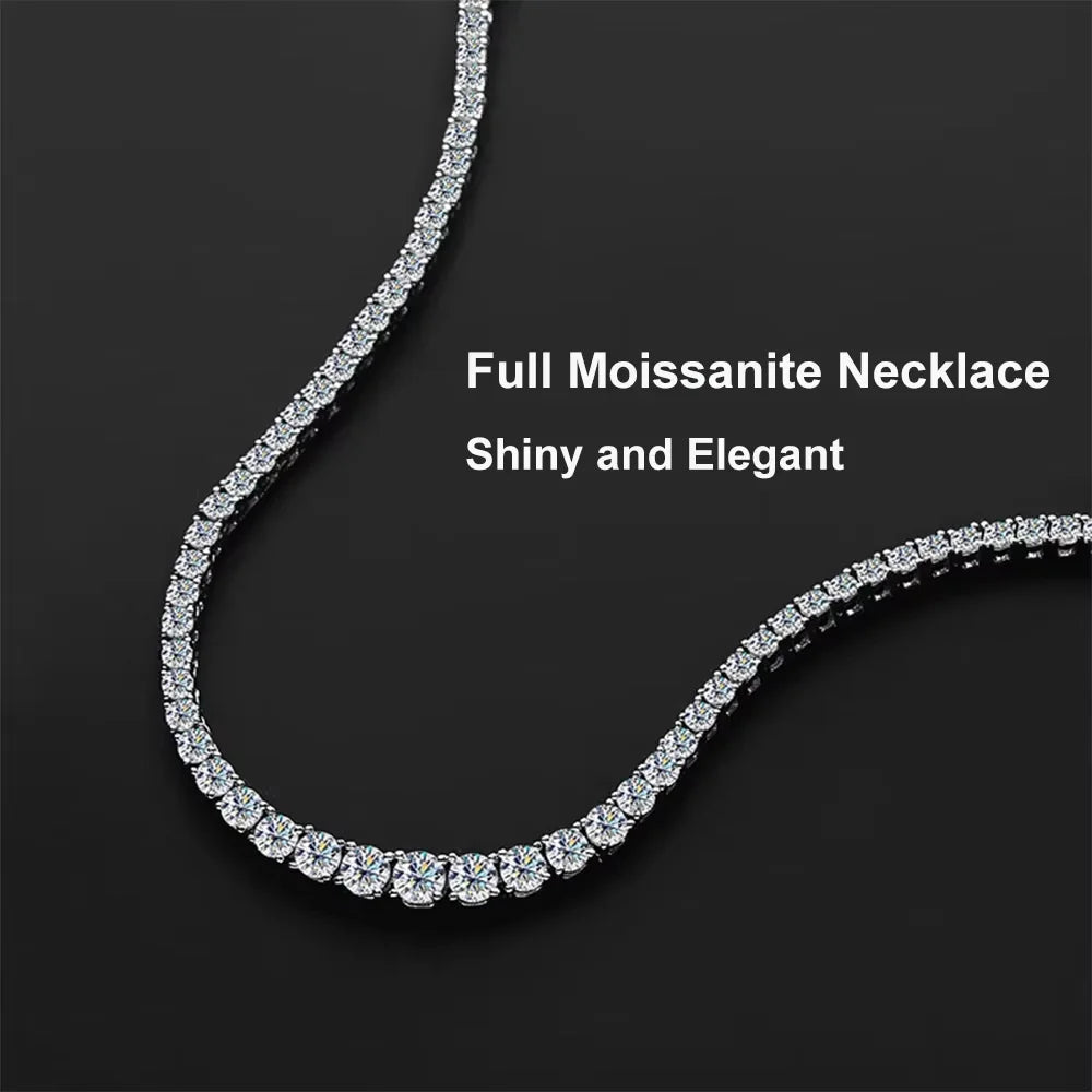 3 Claw 0.4CT 4.5mm Gradient Full D Color Moissanite Diamond Tennis Necklace for Women 925 Silver GRA Certified Neck Chain