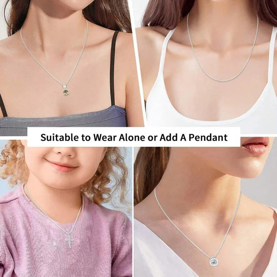 Solid Gold Over 925 Sterling Silver Chain Necklace for Women Girls, Thin Dainty Round Snake Chain For Daily Pairing