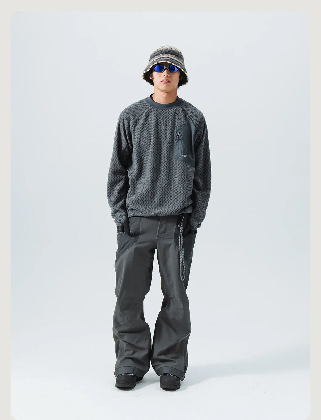 Mountain-Ready Crewneck: Engineered with Ribbed Neck, Reflective Logo, & Secure Chest Pocket for Outdoor Style Unisex