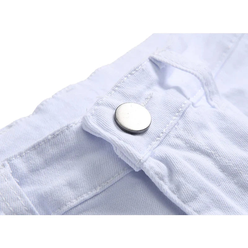 White Fashion Vintage Fit Denim Trousers