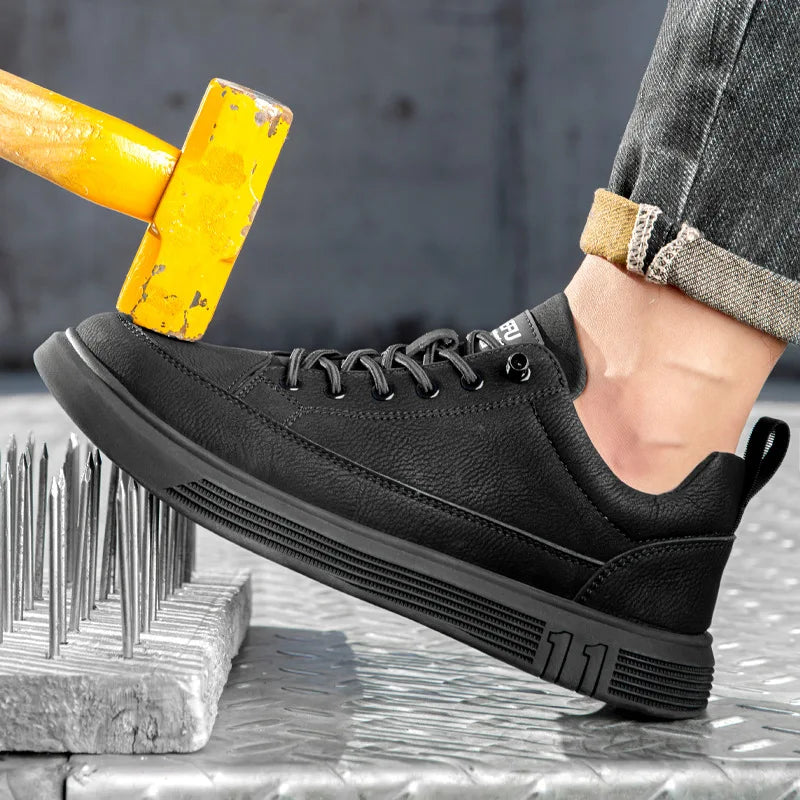 Waterproof Work Boots Safety Steel Toe Shoes Men Quality Leather Shoes Puncture-Proof Indestructible Shoes Safety Protective