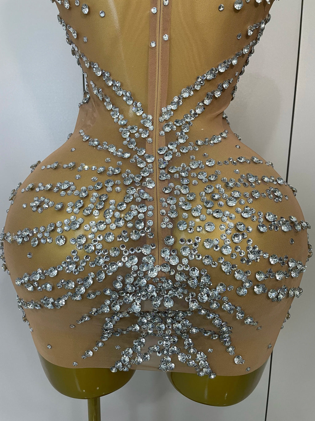 Sparkly Rhinestones Sexy Mesh See Through Dress Party Evening Prom Celebrate Birthday Dress Singer Dancer Show Stage Wear