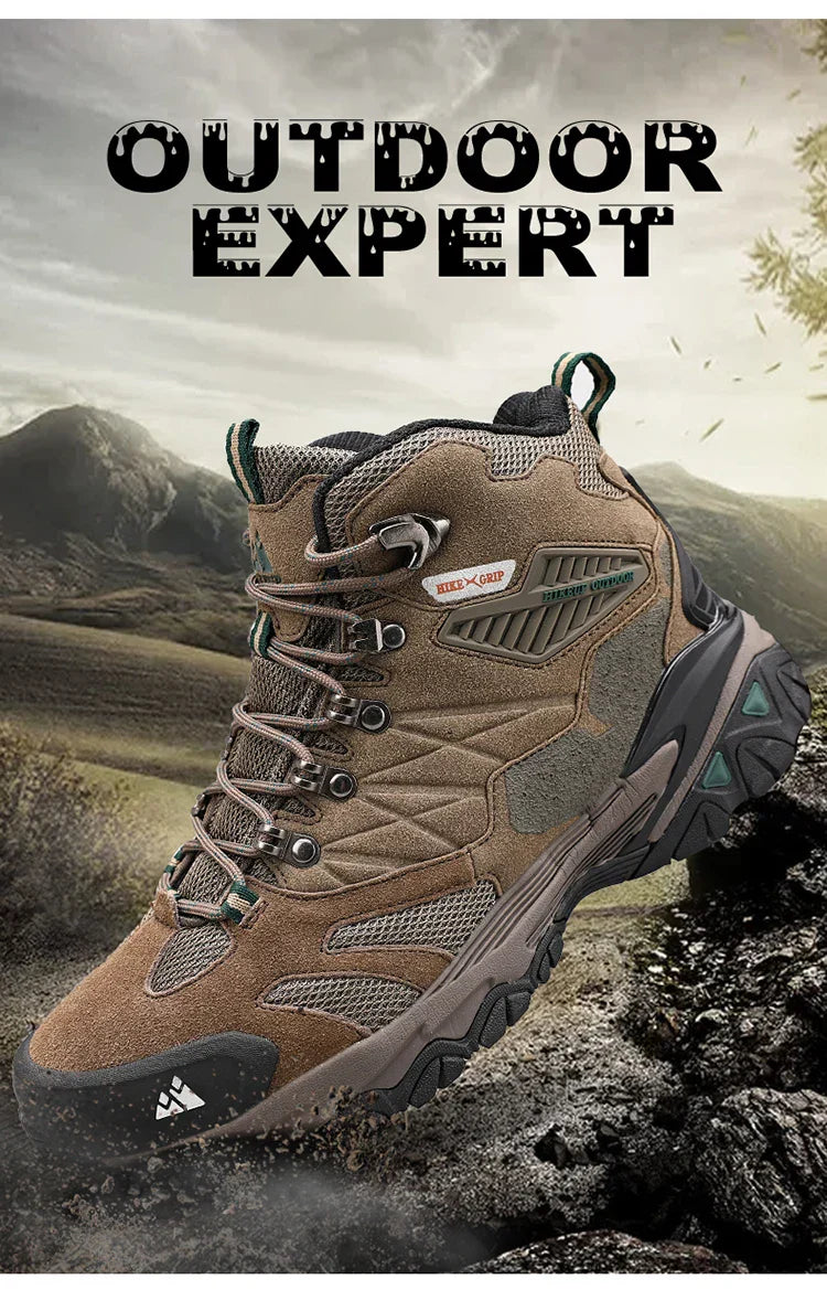 Winter Boot Men Outdoor Hiking Boots Suede High Top Leather Outdoor Trekking Sneakers Mens Mountain Tactical Boots