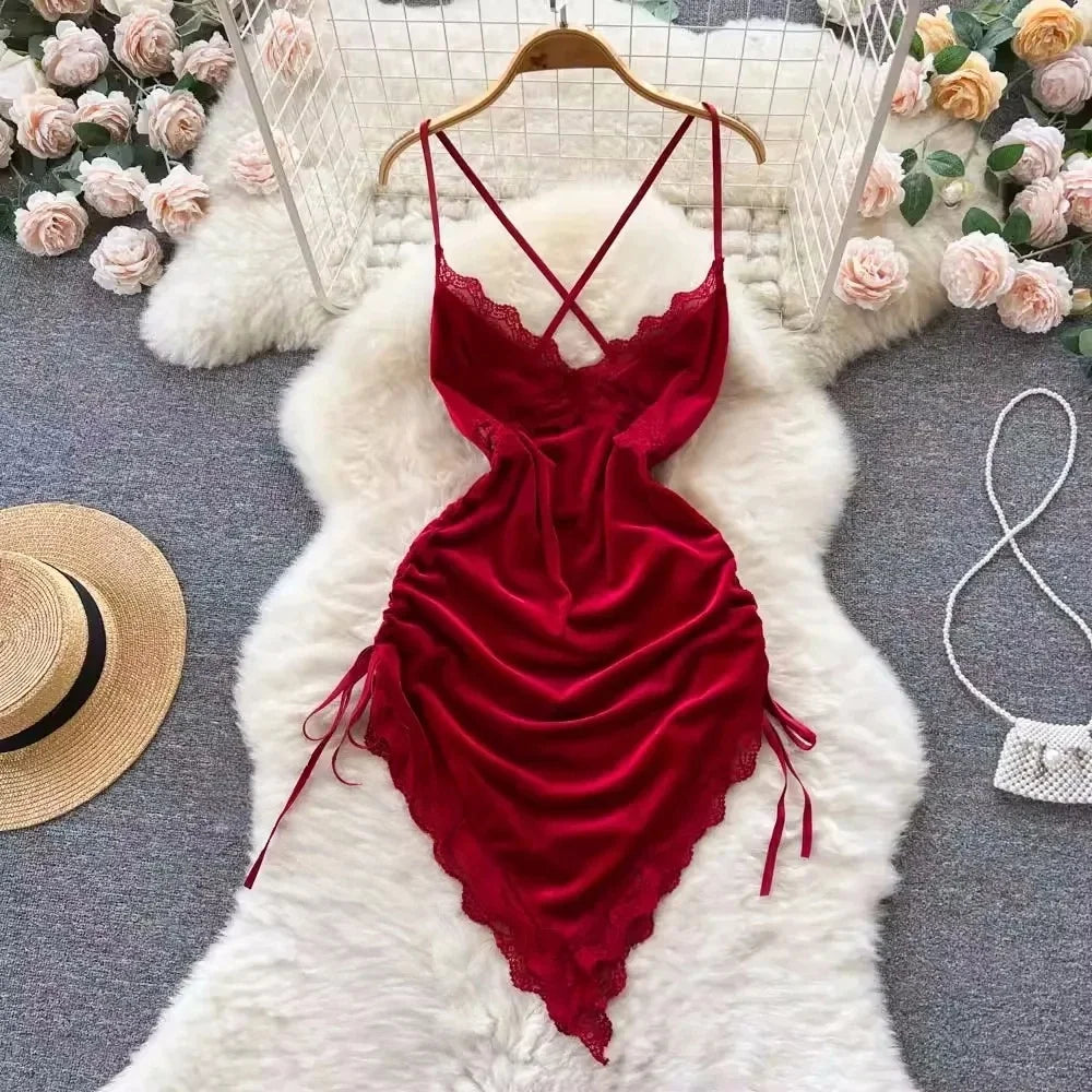 Woman Fashion Sexy Strap Dress New Sleeveless Slim Floral Print Mini Dress Comfortable Breathable Mesh Lace Mini Dress