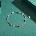 Silver Double Layer Beads Link Chain 100% 925 Sterling Silver Trendy Simple Female Bracelet For Women Wedding Jewelry