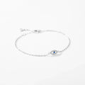 925 Sterling Silver Delicate Lucky Blue Eye Adjustable Bracelet Simple Chain Link For Women Pave Setting CZ Fine Jewelry