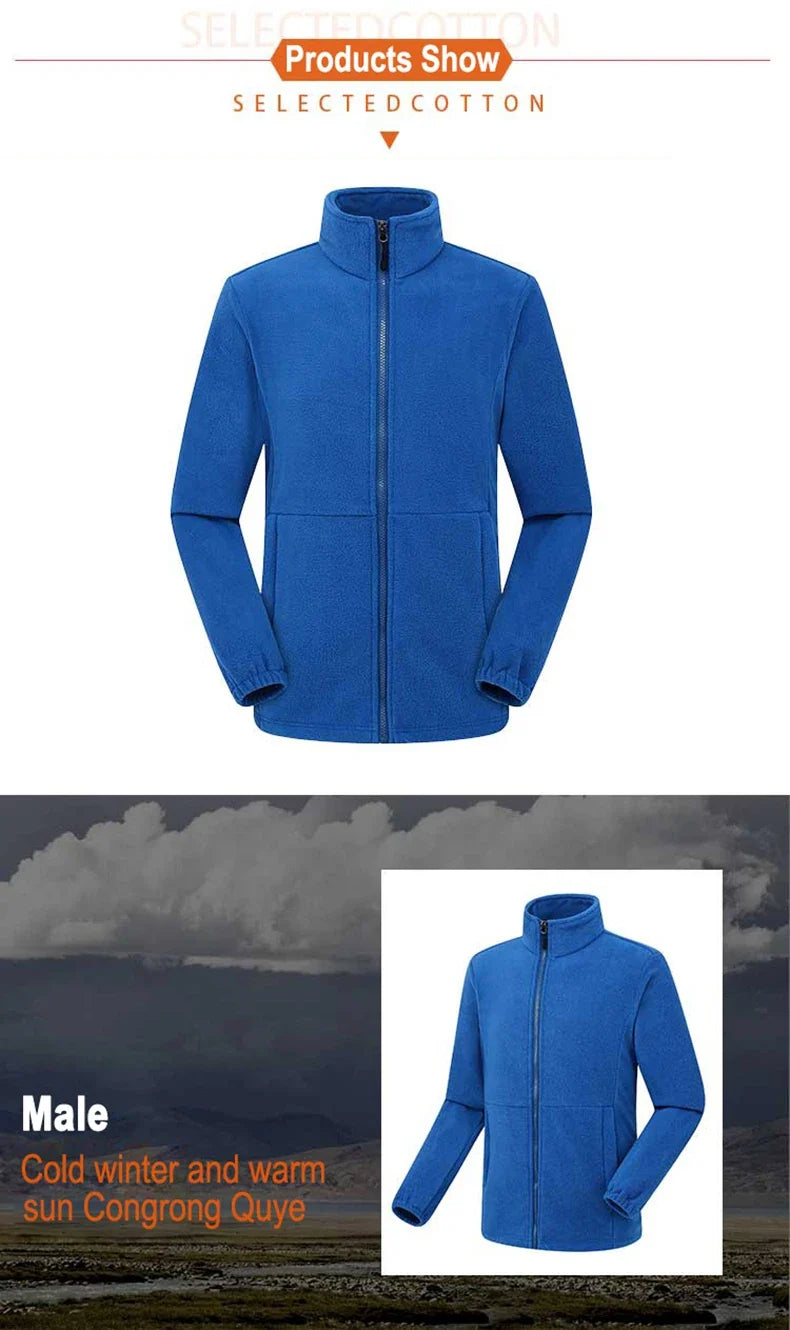 Men Polar Fleece Jackets Winter Windproof Thermal Soft Shell Jacket Outdoor Sports Hiking Camping Skiing Climbing Warm Coat