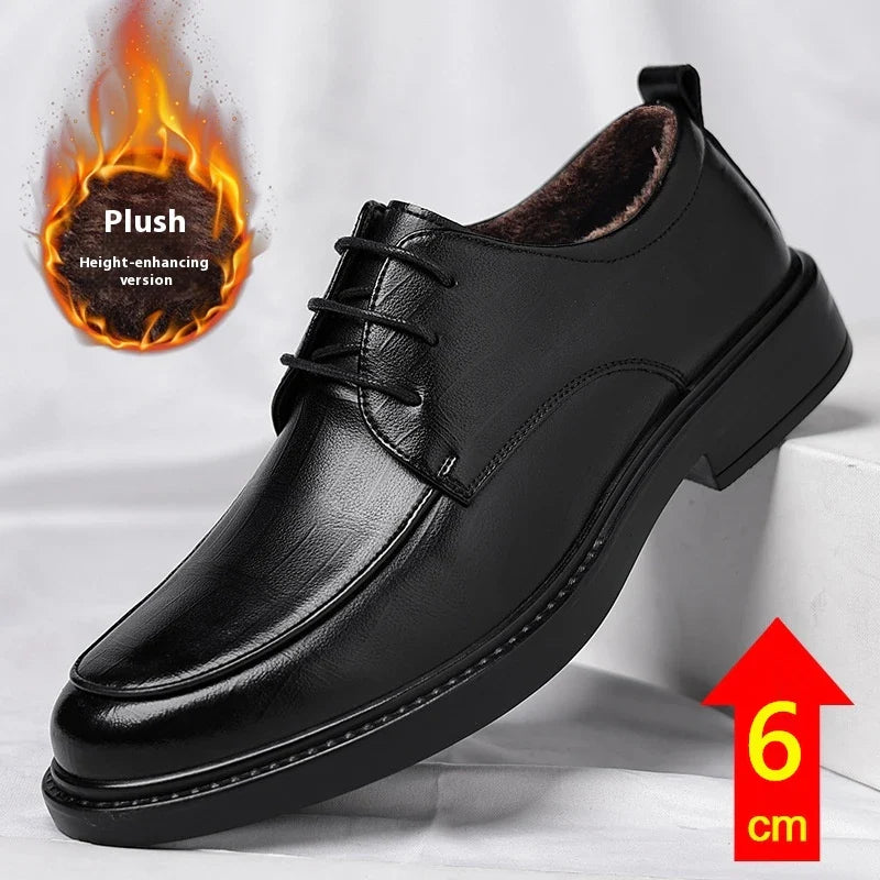 Big Size Elevator Shoes Men Leather Shoes Height Increasing Shoes For Man Increase Insole 6-8CM Invisible Heightening Lift Shoes