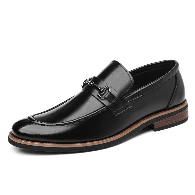 Mens Brown Burnished Genuine Leather Horsebit Loafers Slip On Formal Business Office Wedding Groom Daily Wear Shoes Simple New