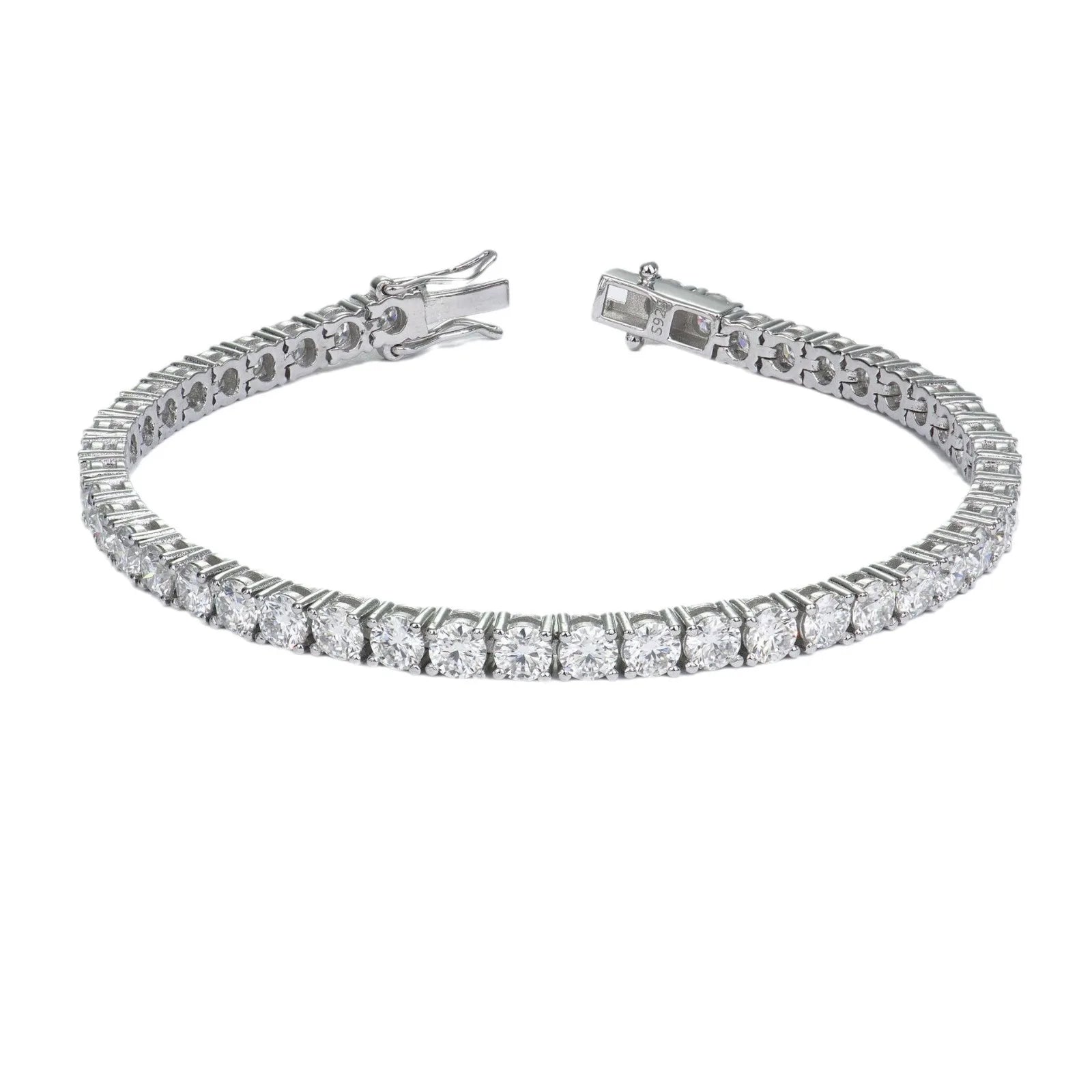 MooSuun 3mm--6.5mm Moissanite Diamond Tennis Bracelet for Women Men Luxury Fine Jewelry Pass Test S925 Sterling Silver