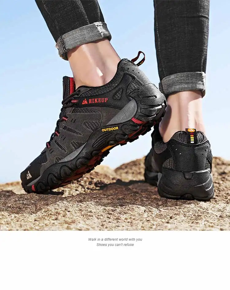Men's Hiking Shoes Suede Leather Outdoor Shoes Wear-resistant Men Trekking Walking Hunting Tactical Sneakers