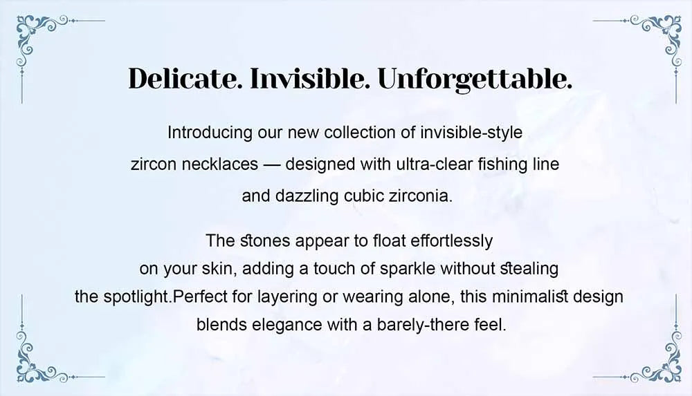 Dainty Invisible Line 925 Silver Simple Flower 8A Cubic Zirconia Choker Chain Transparent Fishing Line Collier LZN33