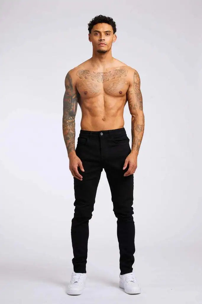 1pc men's elastic daily travel American street, regular banana pants jeans