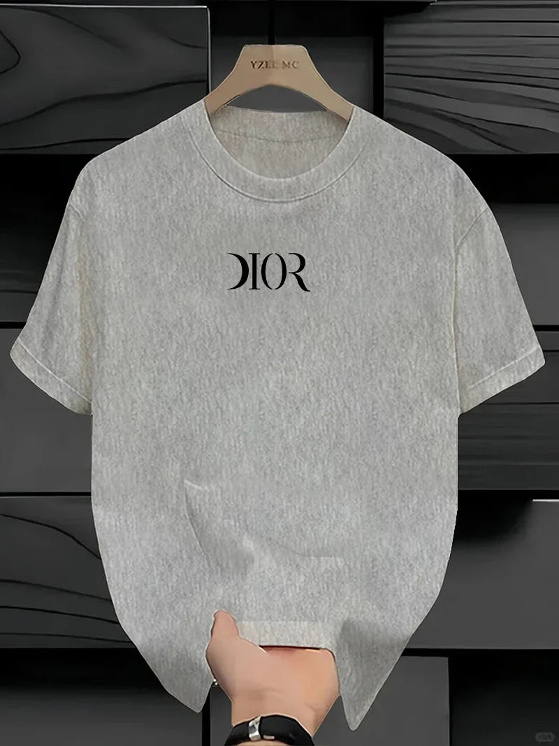 تيشيرت صيفي جديد فاخر من ماركة قطن خالص بطبعة مسطحة بمقاس كبير ورقبة مستديرة وأكمام قصيرة للرجال والنساء
