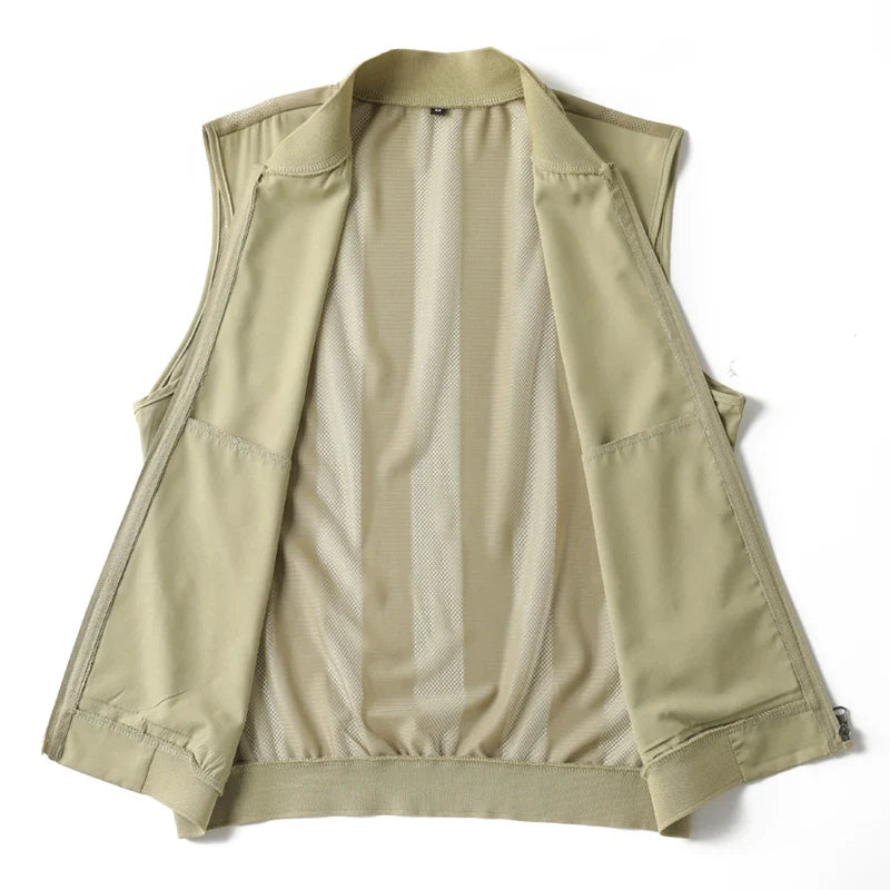 Summer Ultra-Thin Men's Vest Sleeveless Shoulders Quick Drying Breathable Jacket Outdoor Climbing Fishing Leisure Undershirt