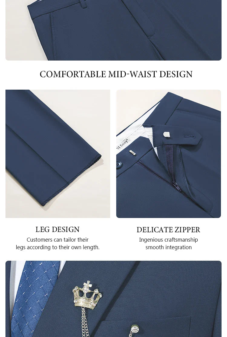 Double-breasted Men's Suit Fashionable and Casual Slim Fit Male Groom Wedding Blazers Party Dress Jacket Coat Pants