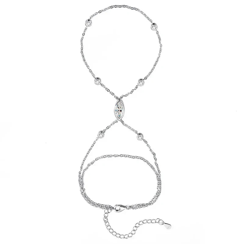 Marquise Cut Bubbles Moissanite Bracelets for Women Adjustable 14-19cm Lab Grown Diamond Chain Pure S925 Silver Jewelry