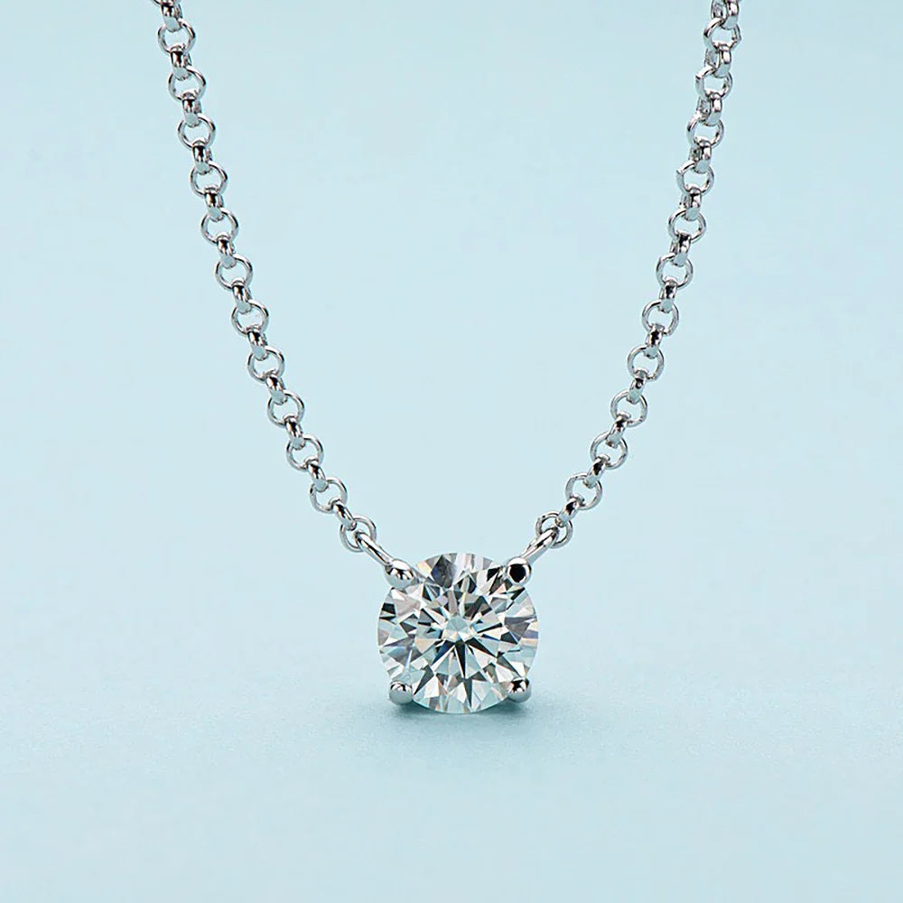 1/2/3/5 carat Round Cut D Moissainte Diamond Pendant Necklace 4-Claw Setting 925 Sterling Silver Clavicle Neck Chain for Women