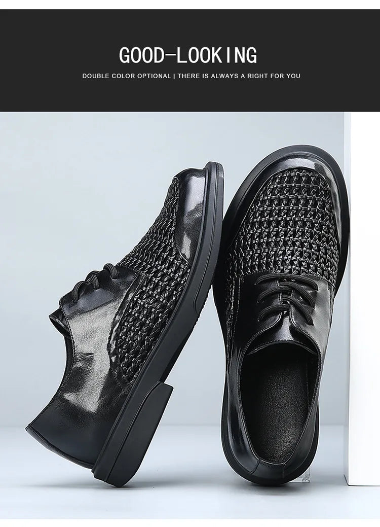 Summer Hallow Breathable Elegant Shoes Man Black Fashion Business Casual Shoe Male Lace Designer Leather Shoes for Men