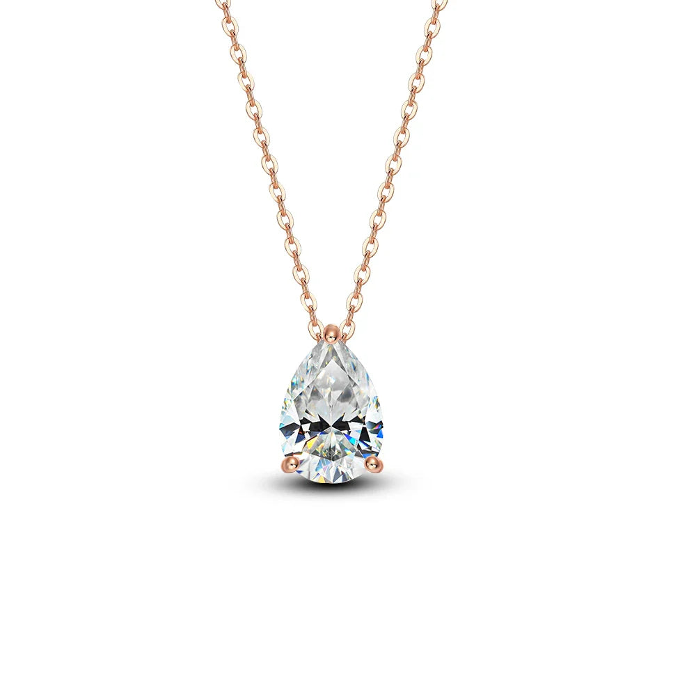 1-4carat Waterdrop Moissanite Pendant Necklace with Certificate S925 Silver Solitaire Pear Cut Lab Diamond Neckchain for Woman