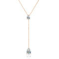 2-Stone Waterdrop Moissanite Pendant Necklace for Women 925 Silver 1.5cttw Y-Style Long Tassel Pear Cut Lab Diamond Neckchain