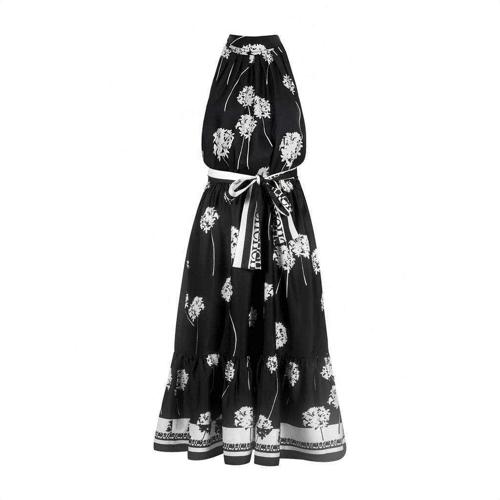 New 2025 Women Fashion Sleeveless Tank Dress Summer Elegant Sundress Femmel Slim Waist Lace-Up Vintage Midi Dress
