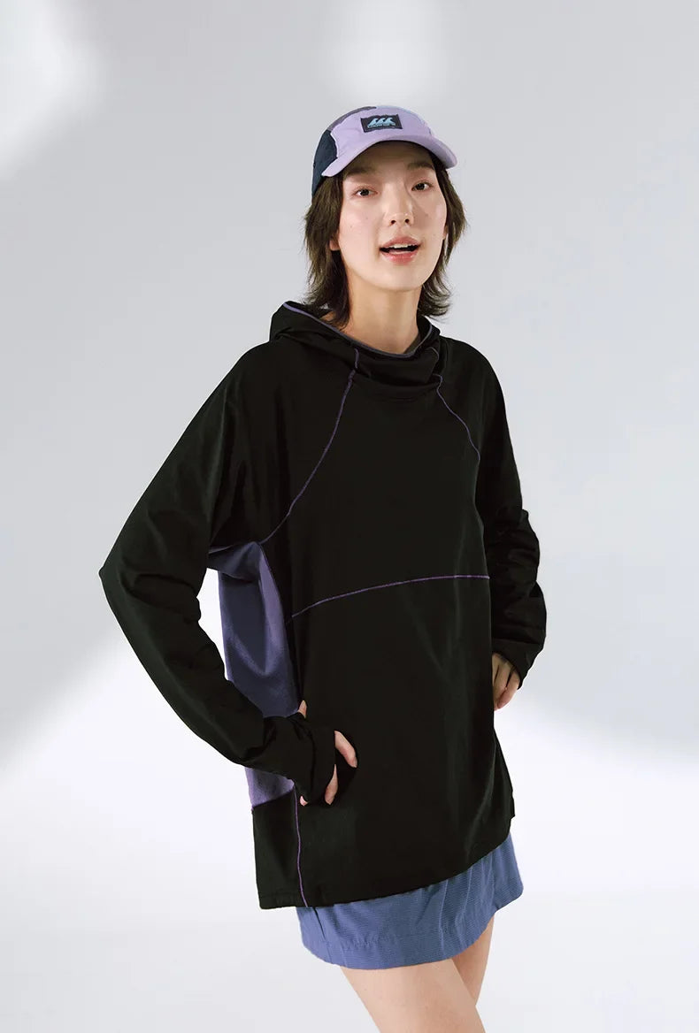 Unisex  Breathable T-Shirt, Moisture Wicking Quick-Dry Hooded, Outdoor Sports Tech Wear Hooded Long-sleeve Tracksuit