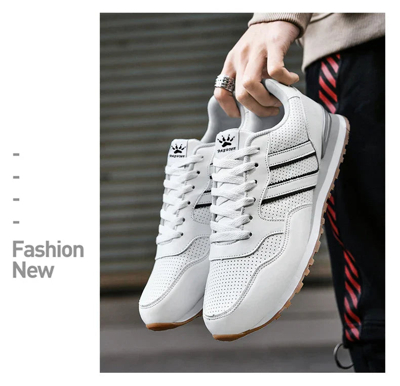 High Quality Men's Vulcanized Sneakers Leather Casual Shoes Breathable Mesh Men Tennis Shoes Male Flat Shoe Zapatillas Hombre