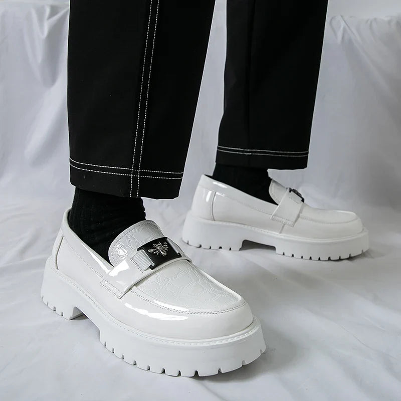2026 Fashion Bee Design Men's Leather Shoes Thick Sole Luxury  Slip On Loafers Comfort Fashio Business Party Formal Dress Shoes