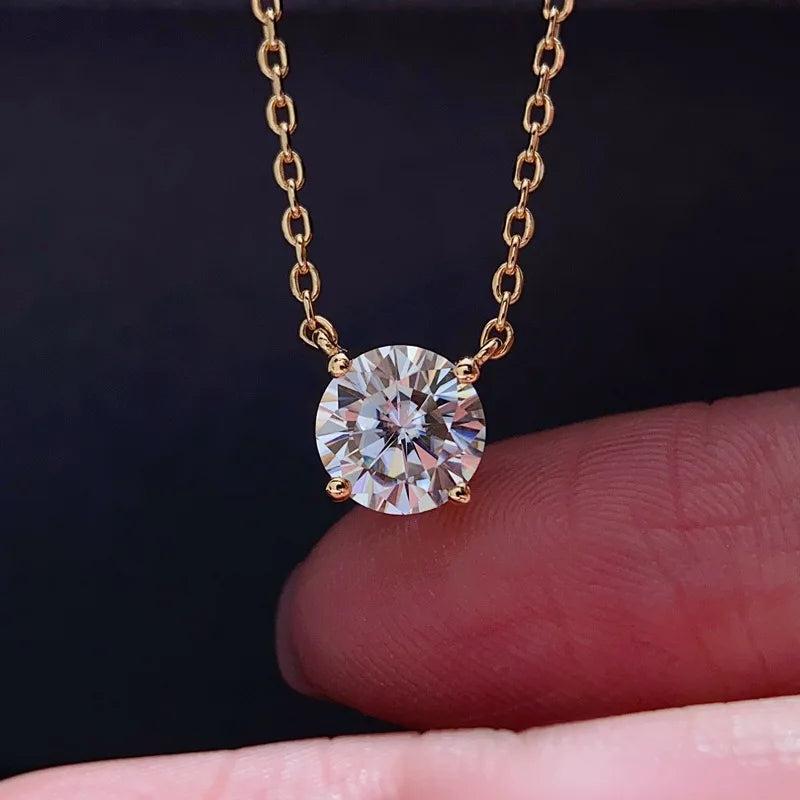 Luxury 1/2/3/5CT Real D Color Moissanite Pendant Necklace For Women Men 925 Silver Plated 18K Bridal Neck Fine Jewelry Gift