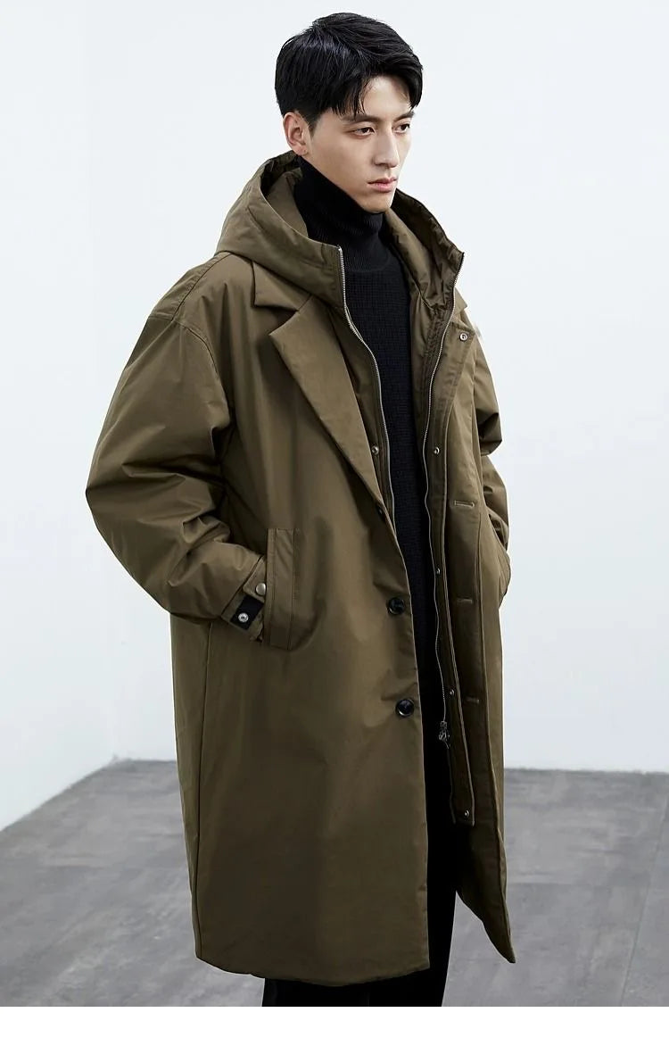 2024 Spring and Autumn New Fashion Solid Color Windproof Long Trench Coat Men's Casual Loose Large Size High Quality Coat M-5XL