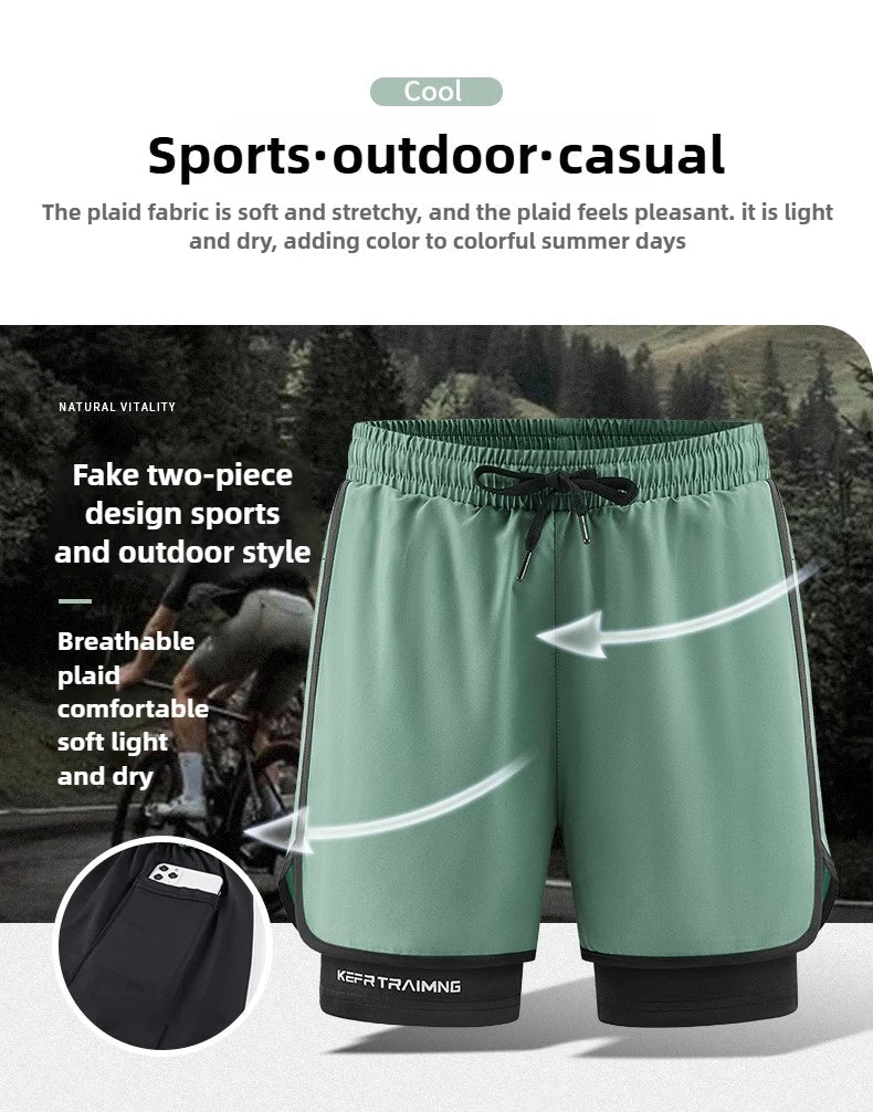 Men Running Shorts Gym Sports 2 in 1 Camo Quick Dry Workout Training Gym Fitness Jogging Short Sweatpants Summer Men Sportswear