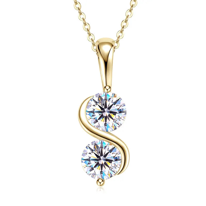 GRA Certified 1CT Moissanite Round Pendant Necklaces for Women 925 Sterling Silver Fine Jewelry Chains for Wedding Gift