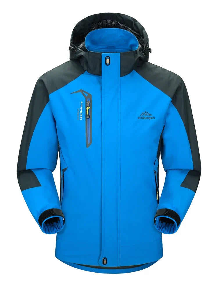 Men's Autumn Hiking Jacket Hooded Removable Waterproof Lightweight Rain Coat Trekking Outdoor Camping Casual Sportswear