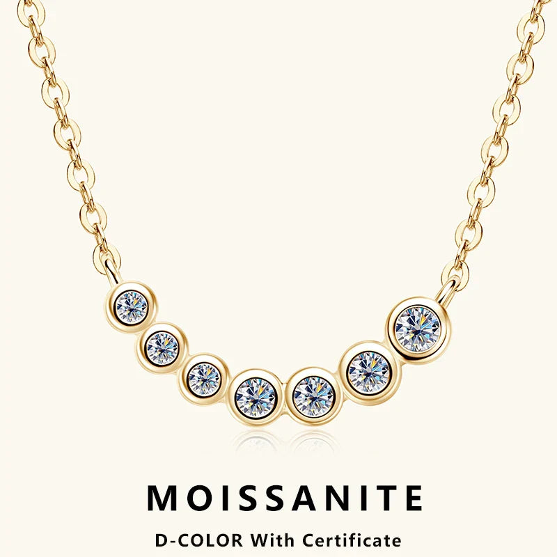 Collares Mujer 925 Sterling Silver Clavicle Necklace For Women Exquisited 7 Stones Moissanite Pendant Necklaces Jewellry