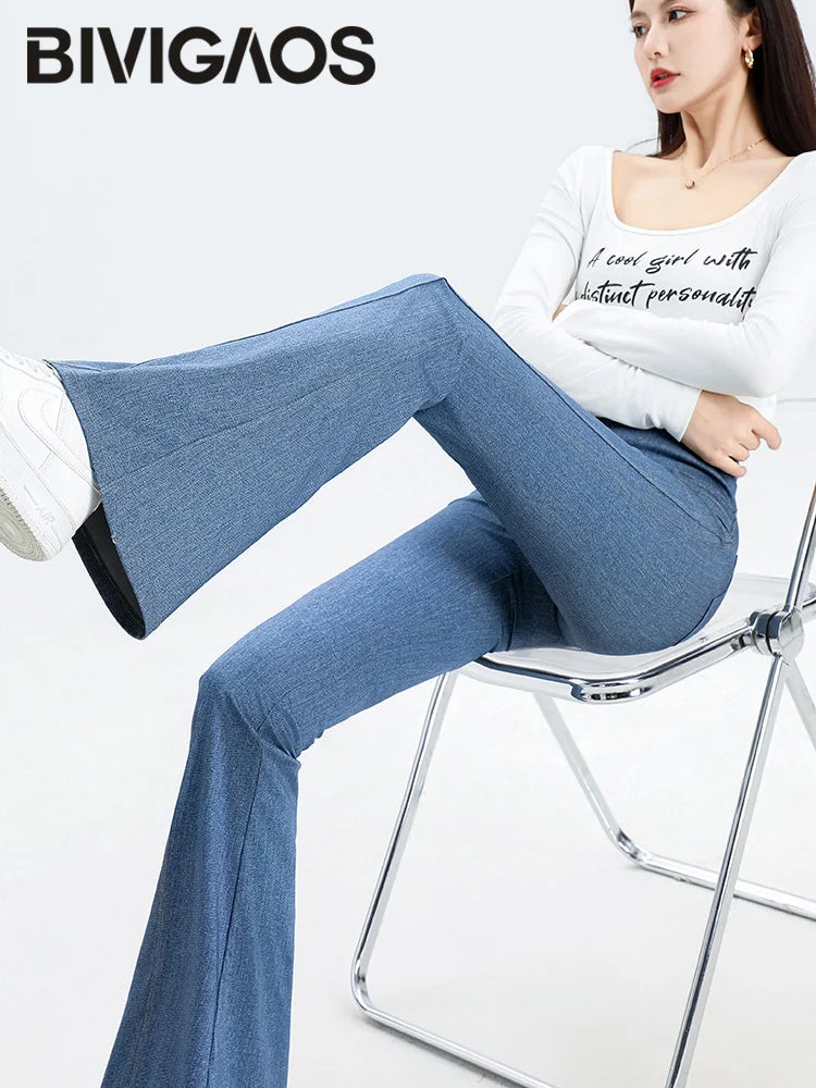 ليقنز بنطلون بقصة واسعة وخصر عالٍ وجيب وقابل للتمدد