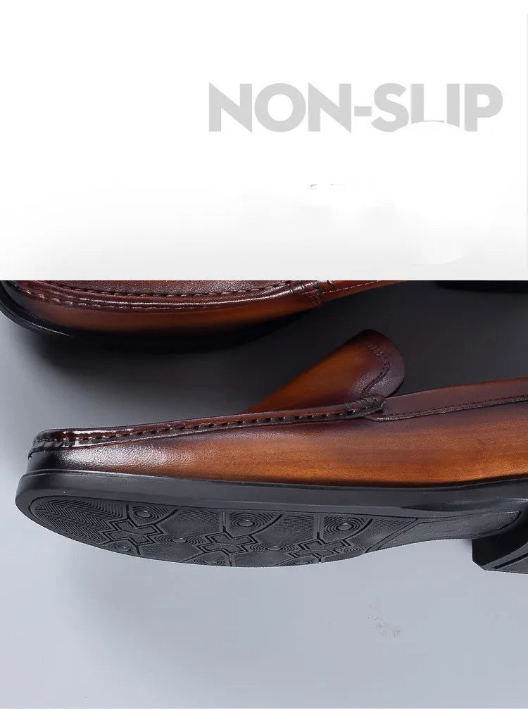 Italian Men's Formal Shoes Luxury Genuine Leather Handmade Black Wedding Soical Suit Buckle 2023 Summer New Oxford Dress Loafers