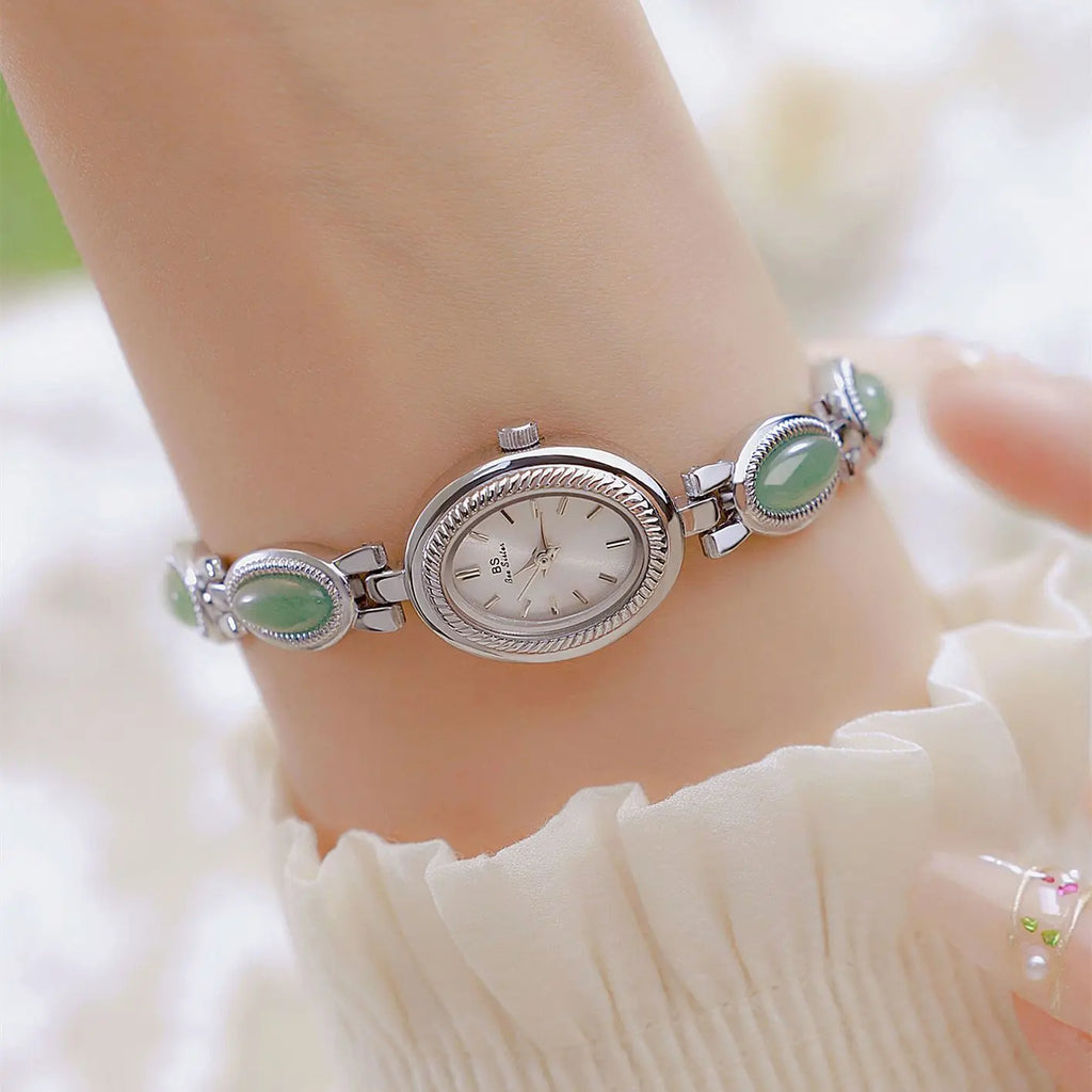 Women's Watch Ladies Bracelet Luxury Brand Waterproof Retro Natural Dongling Stone Hotan Jade Advanced Chain Watches Gift