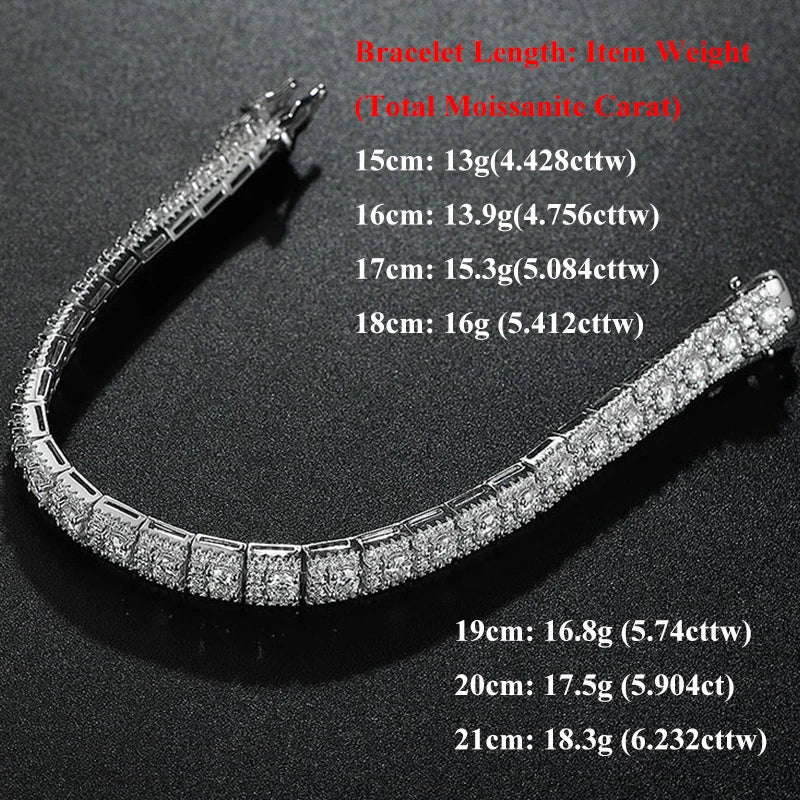 GRA Certified Full Moissanite Diamond Tennis Bracelet D Color For Woman Man 925 Silver Couple Chain Bangle Bracelets Gift
