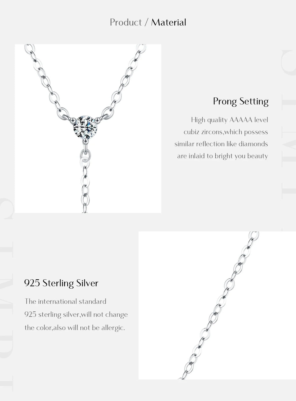 925 Sterling Silver Dainty Y Shape Round & Rhombic Fashion Pendant Necklace For Women Chain Necklace Trendy Jewelry Gift