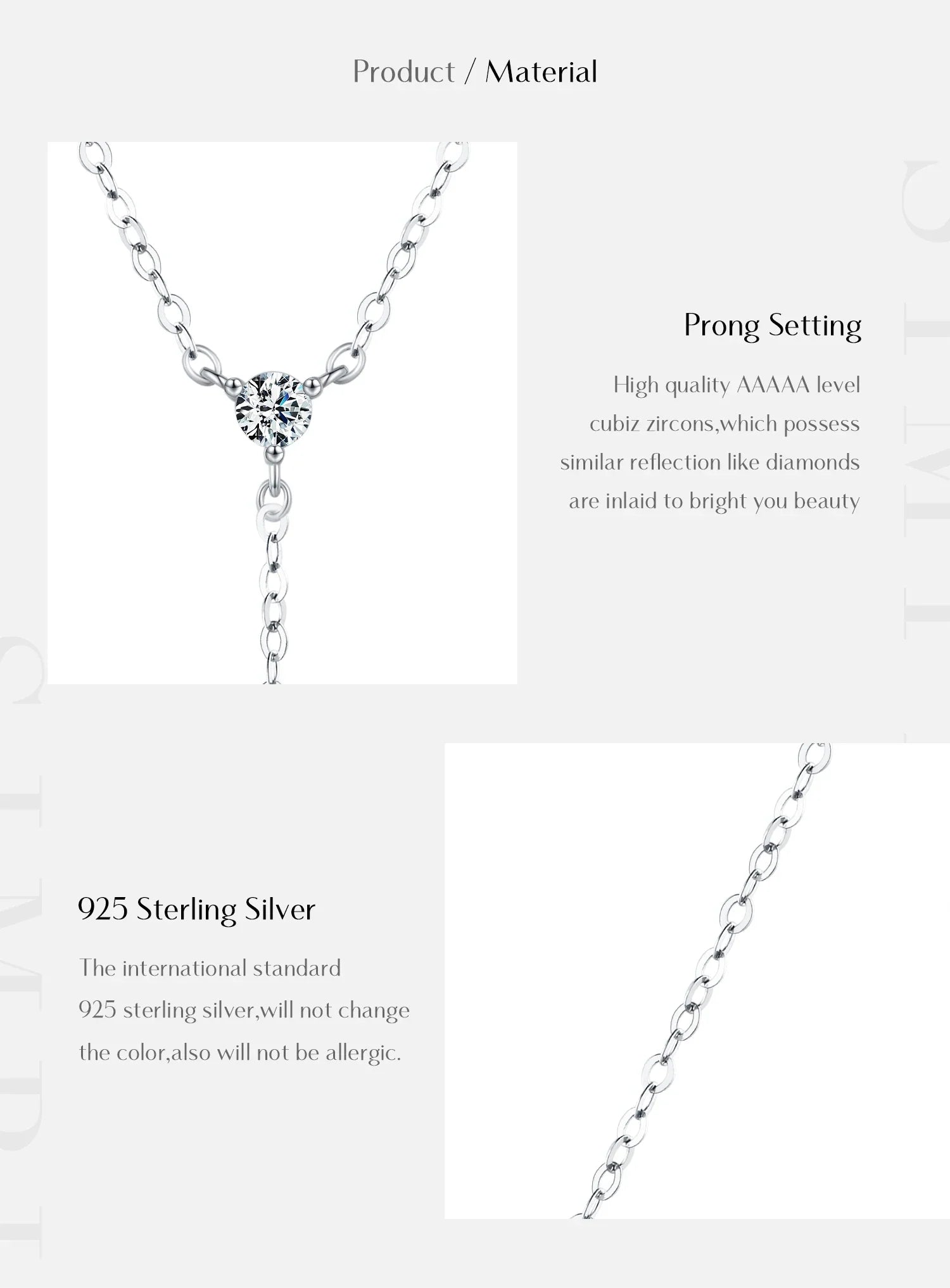 925 Sterling Silver Dainty Y Shape Round & Rhombic Fashion Pendant Necklace For Women Chain Necklace Trendy Jewelry Gift
