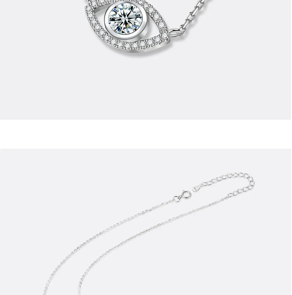 0.5CT Moissanite Necklace for Women S925 Pure Silver eye Pendant Laboratory Diamond  Certified High-end Fashion Jewelry